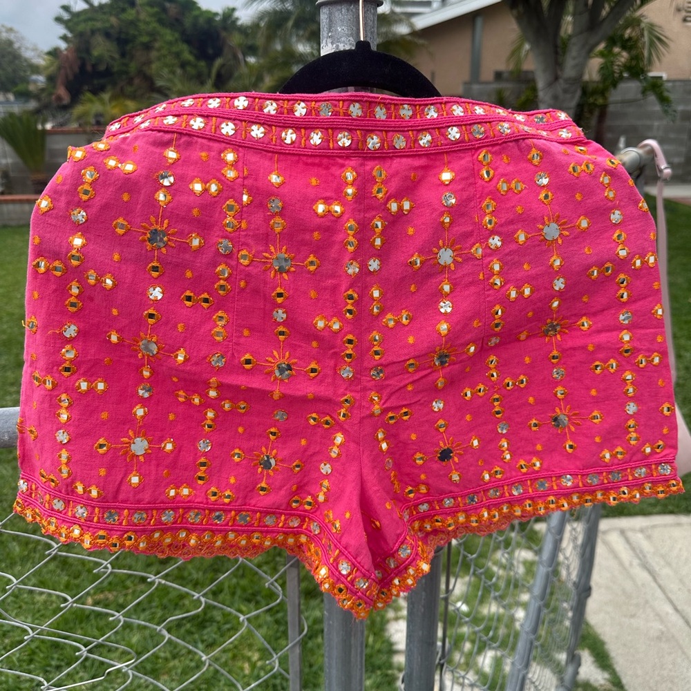 Embroidered Pink Women's Shorts